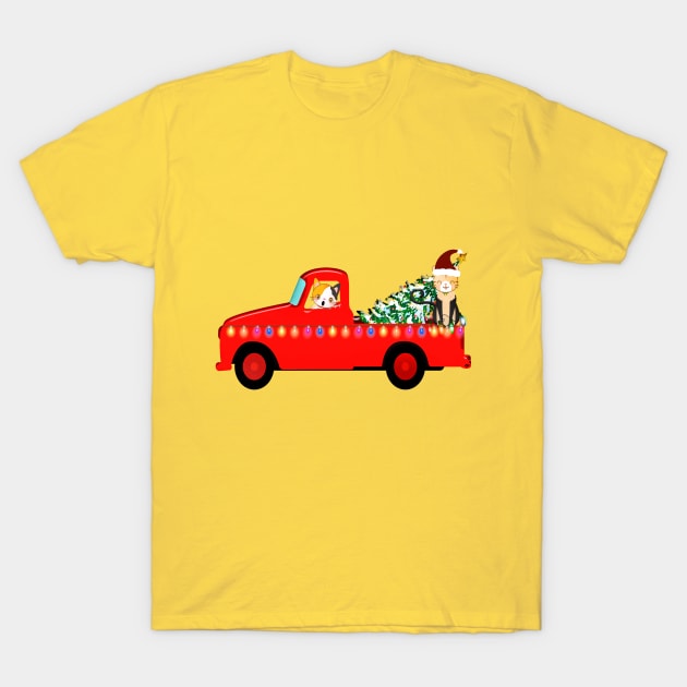 Christmas Tree & Pets T-Shirt by holidaystore